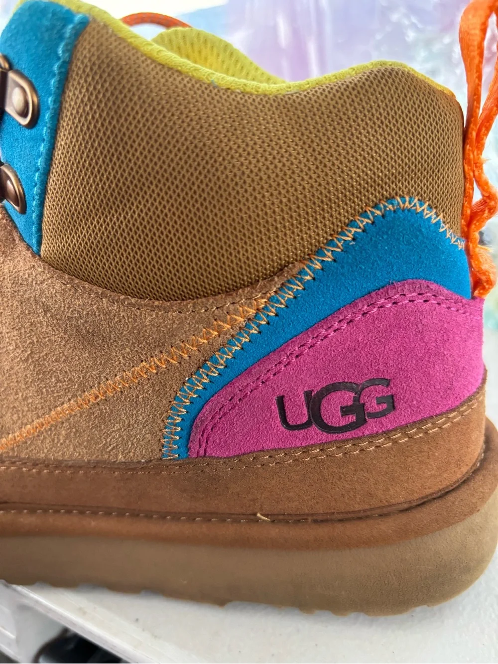 UGG Kids Brown High-Top Sneakers with Blue, Purple & Orange Accents